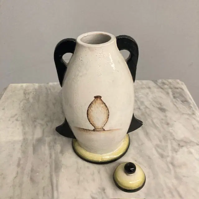 Maiolica vaso futurista anni 30 con ceramista - immagine 8