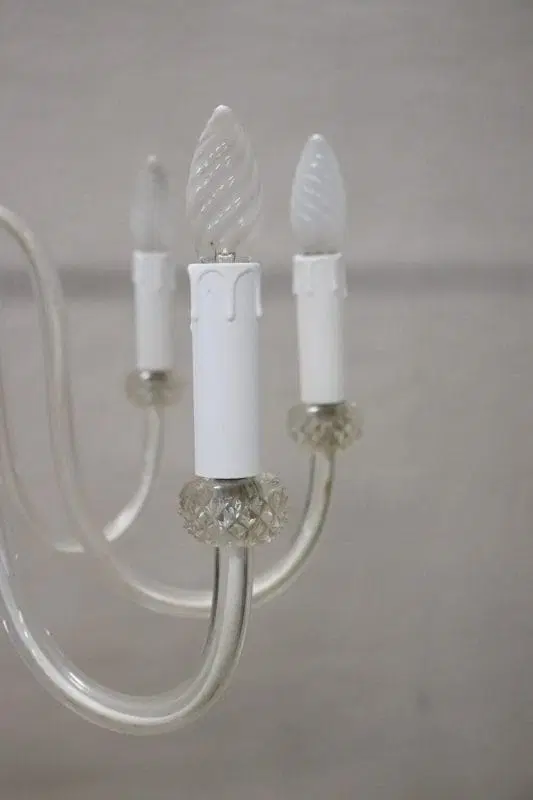 Lampadario vintage in vetro di Murano trasparente, anni ’80, Otto luci - immagine 5
