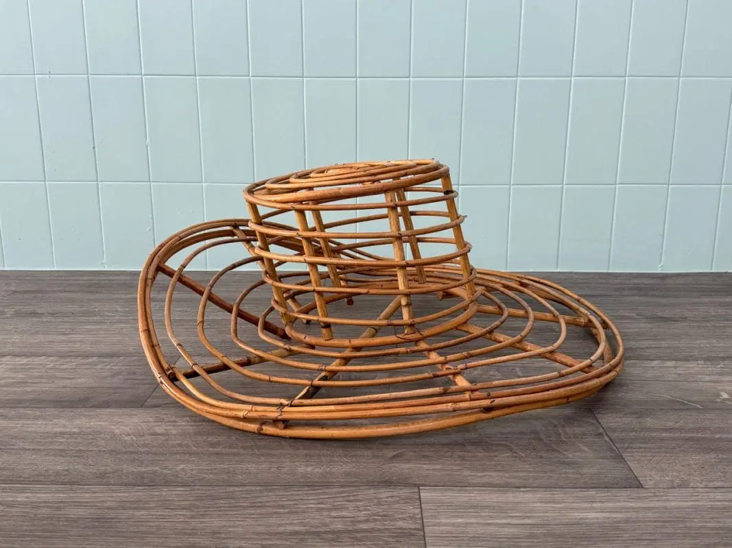 Cappello In Bambù Anni 70 Decorazione vintage - immagine 2