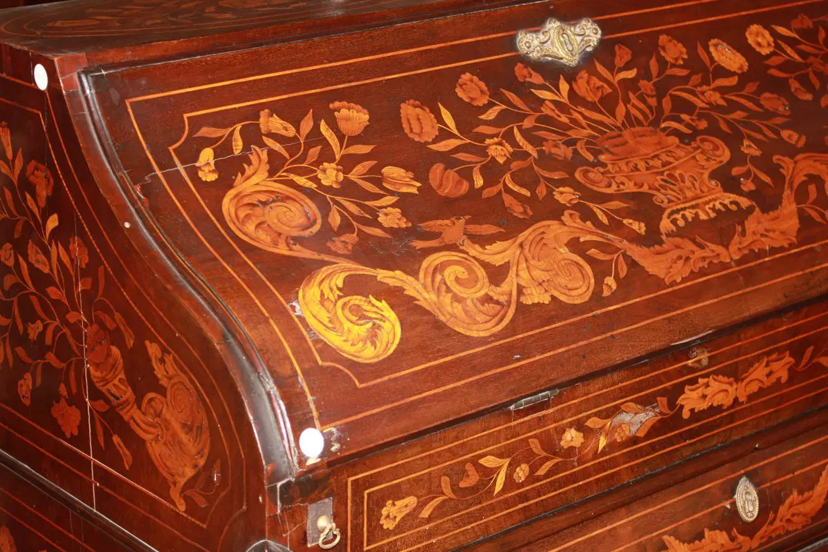 Ribalta Olandese Stile Chippendale del 1700 in Legno di Mogano - immagine 3