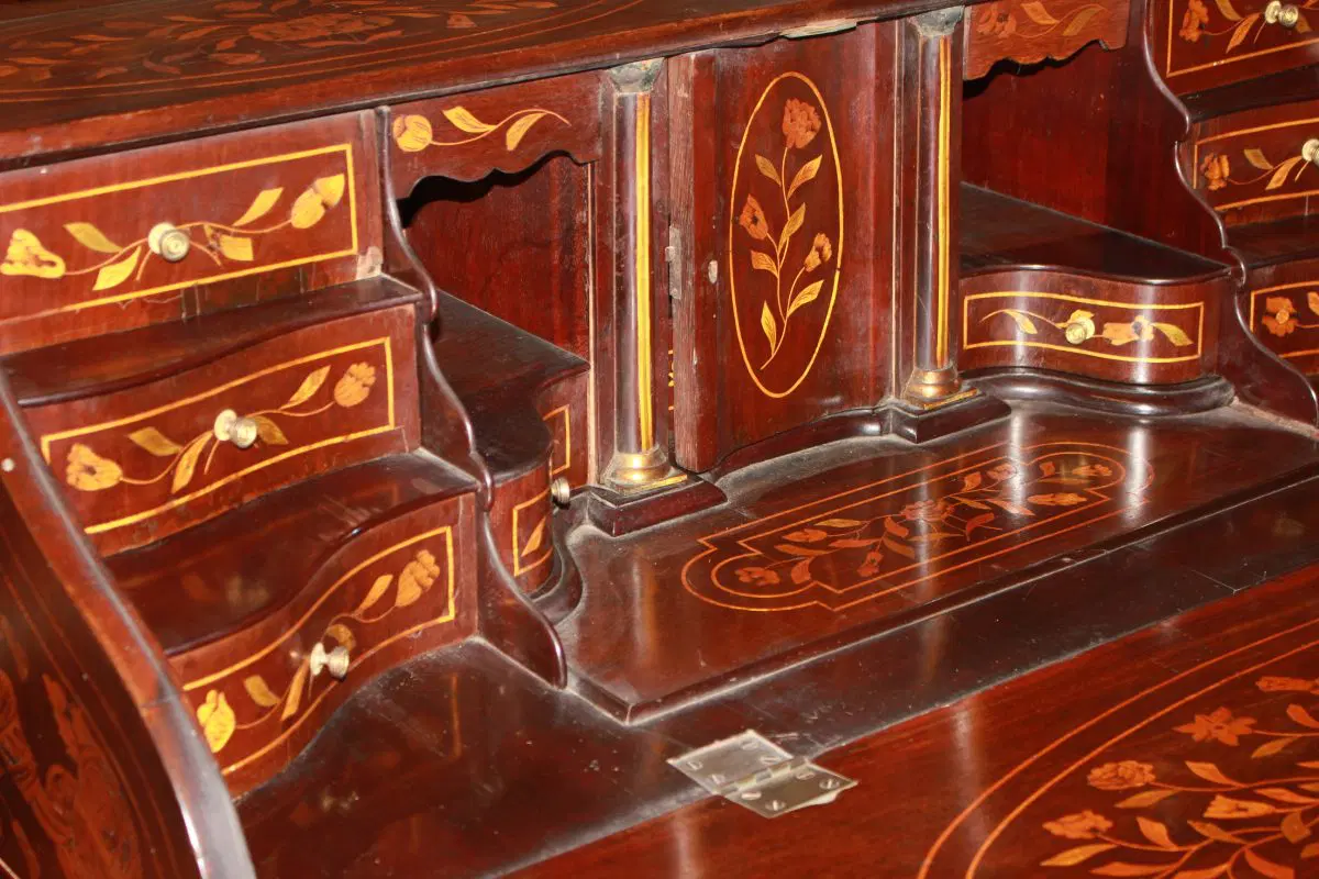 Ribalta Olandese Stile Chippendale del 1700 in Legno di Mogano - immagine 6