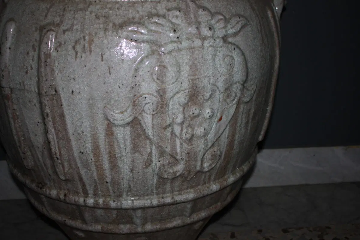 Coppia di grandi giare antiche di inizio 1900 in terracotta Smaltata - immagine 4