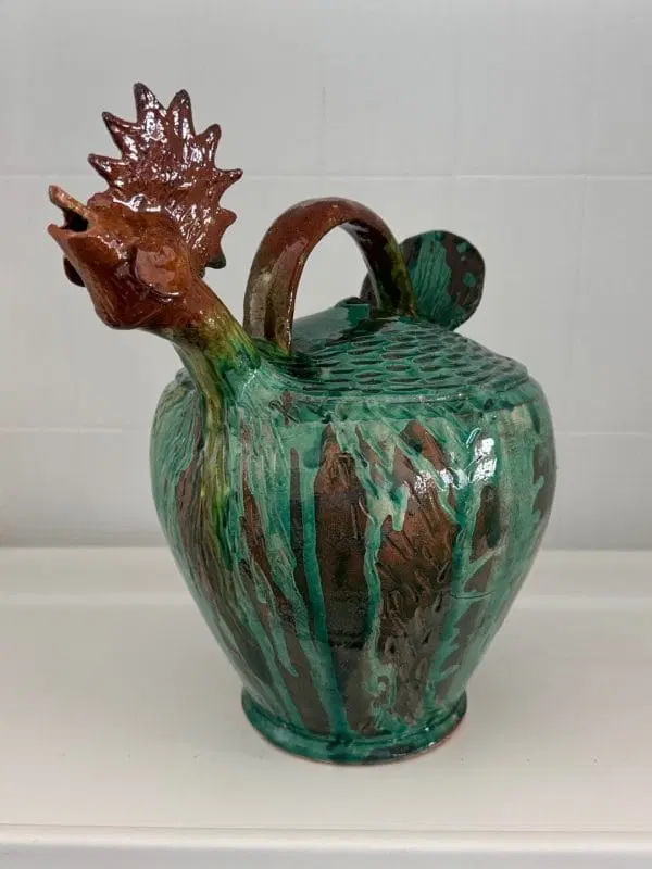 Brocca A forma di gallo in ceramica maiolica Smaltata Anni 50 - immagine 3