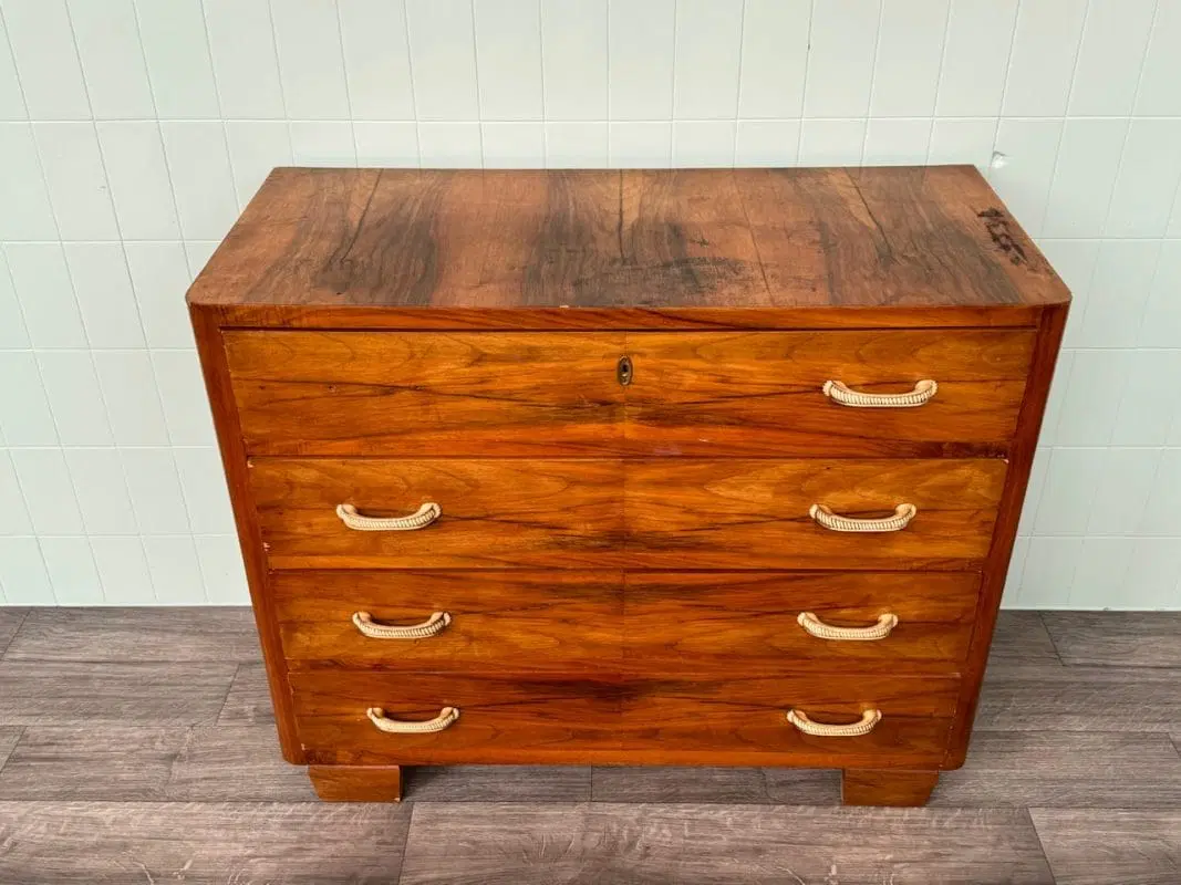 Comó Italiano Anni 30 cassettiera Antica In Radica - immagine 4