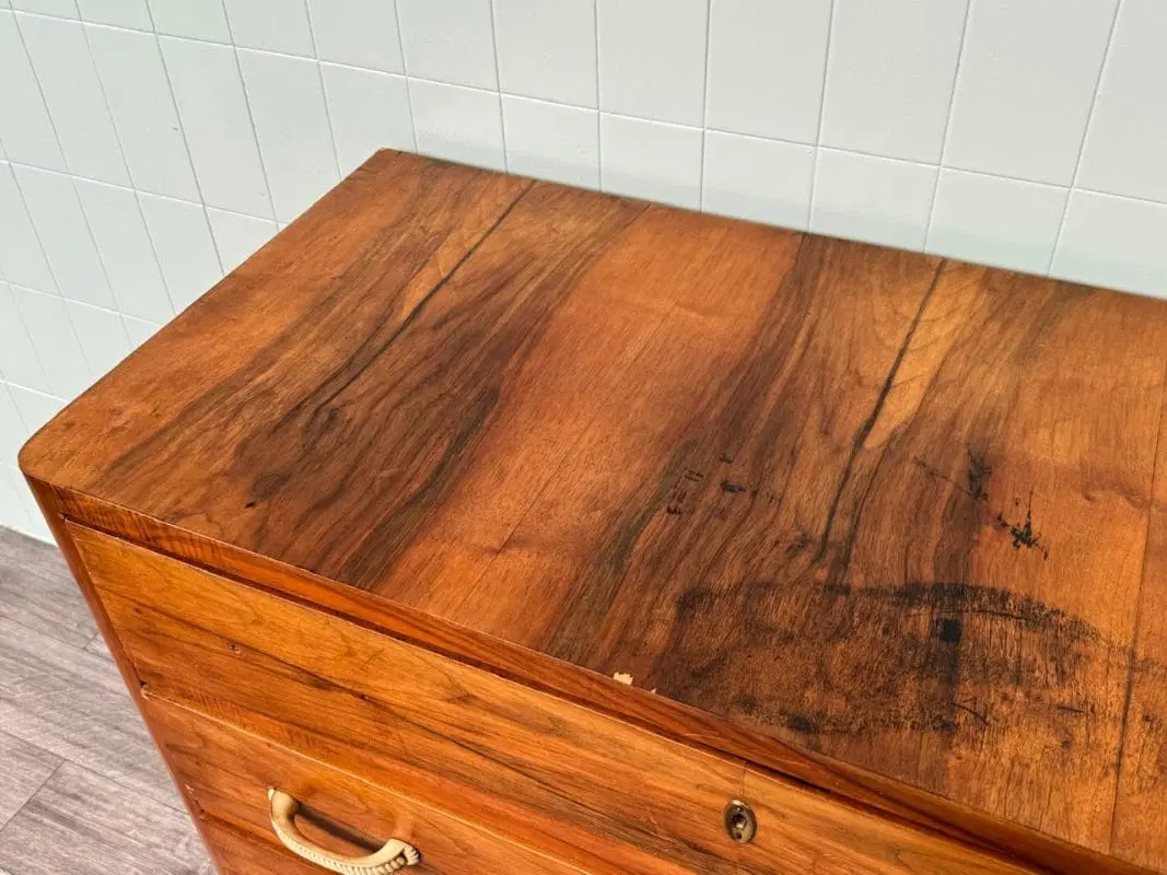 Comó Italiano Anni 30 cassettiera Antica In Radica - immagine 6