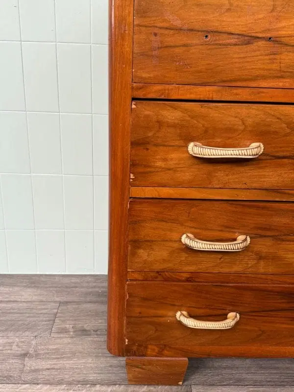 Comó Italiano Anni 30 cassettiera Antica In Radica - immagine 7