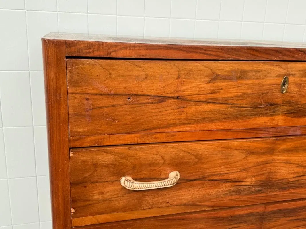 Comó Italiano Anni 30 cassettiera Antica In Radica - immagine 8