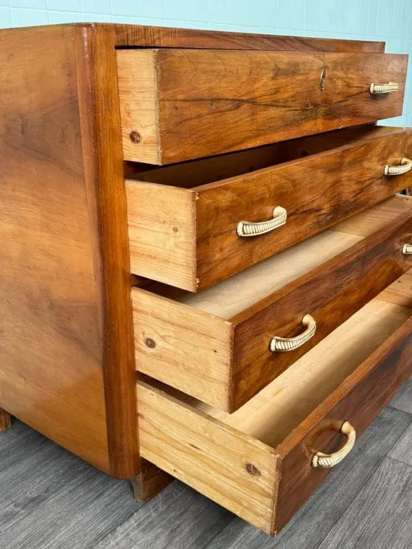 Comó Italiano Anni 30 cassettiera Antica In Radica - immagine 9