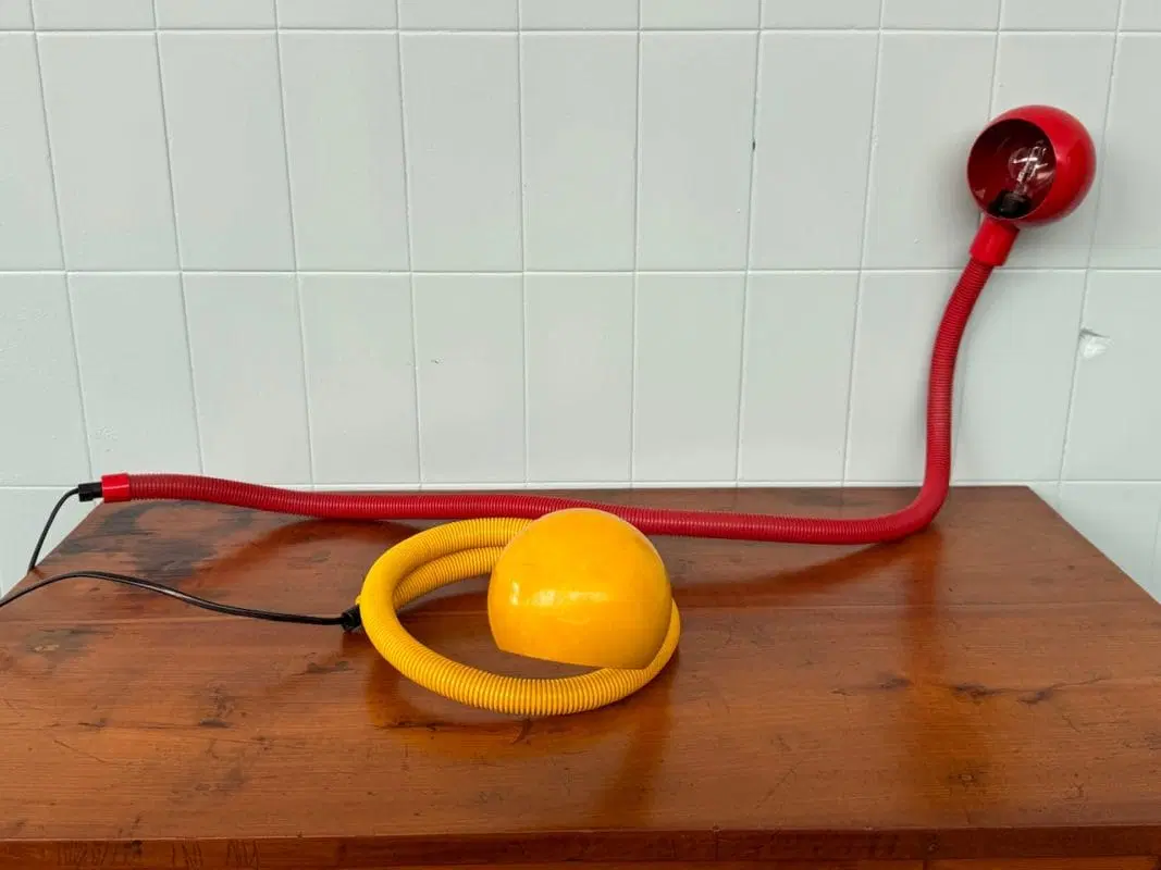 Coppia Lampade Snodabili Italiane Snake Lamp Anni 80 Attr. Valenti Design Hosoe - immagine 7