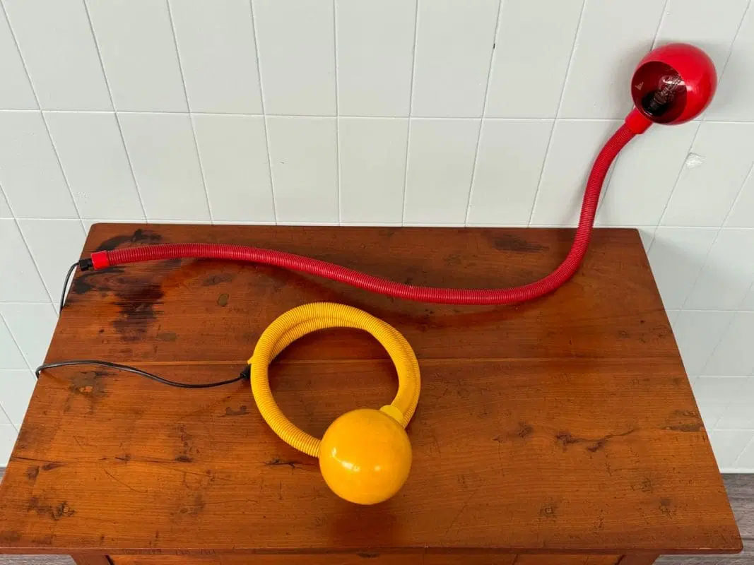 Coppia Lampade Snodabili Italiane Snake Lamp Anni 80 Attr. Valenti Design Hosoe - immagine 8