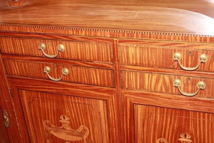 Grande credenza inglese stile Sheraton della seconda metà 1800 in legno satinwood - immagine 6