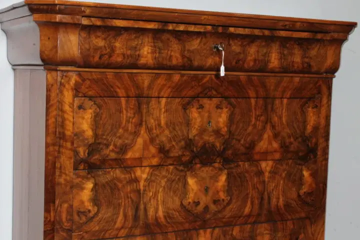 Antico cassettone cappuccino – comò L Filippo epoca 1860 in noce . Rare misure . Restaurato ! - immagine 2