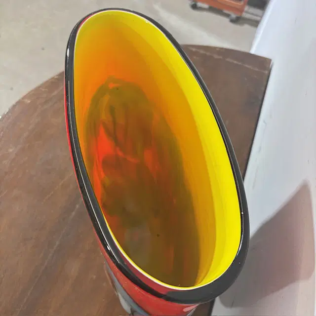 Vaso strepitoso vetro Murano lavorazione incamiciata e a Murrine Millefiori . Anni 70 Grandi dimensioni . H 35 L 33 - immagine 7