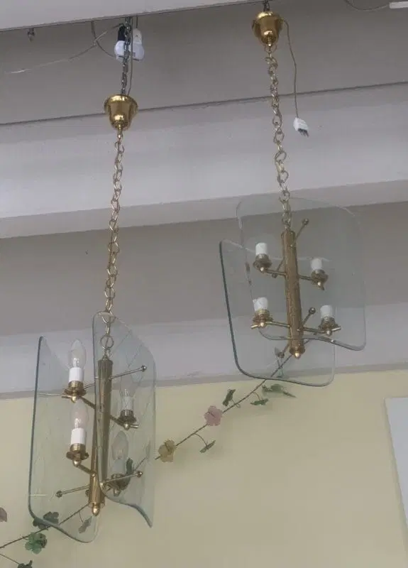Lanterne lampadari coppia anni ’60 vetro di murano attribuite a Fontana Arte - immagine 2