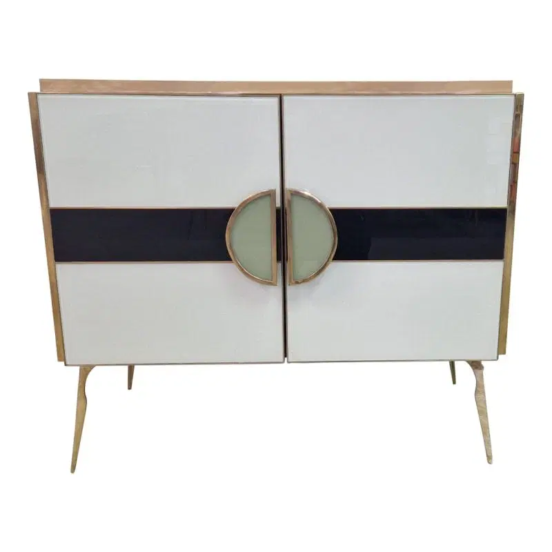 Credenza a due ante in vetro bianco, Anni 90. - immagine 2