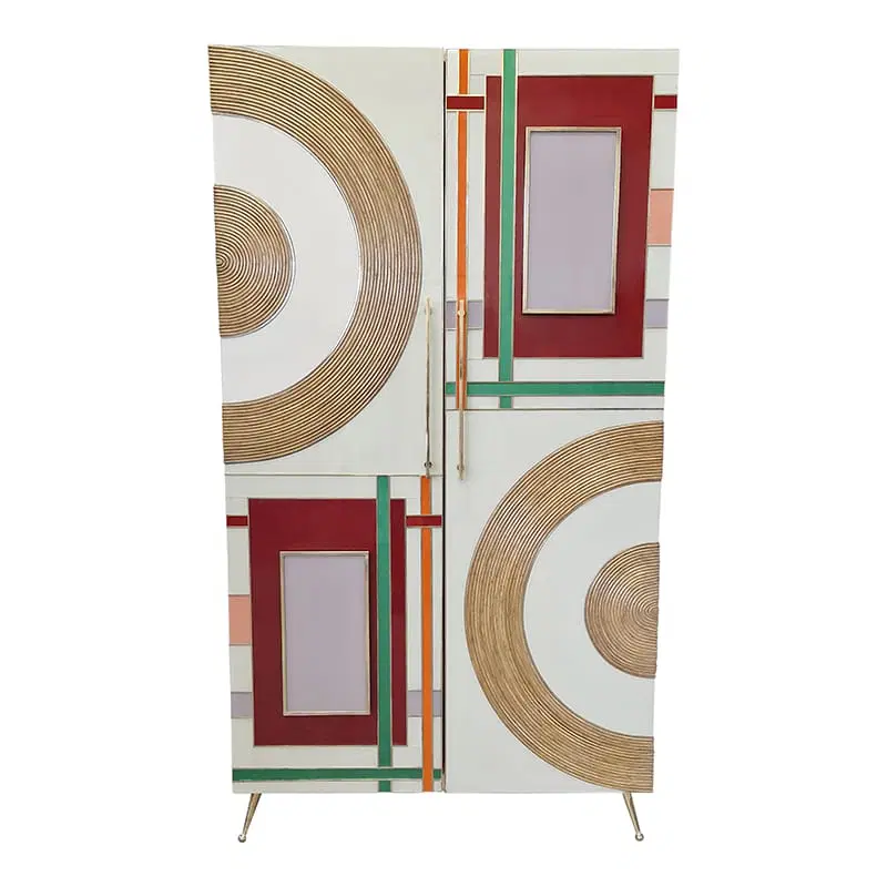 Armadio a due ante in vetro colorato e bambù - immagine 7