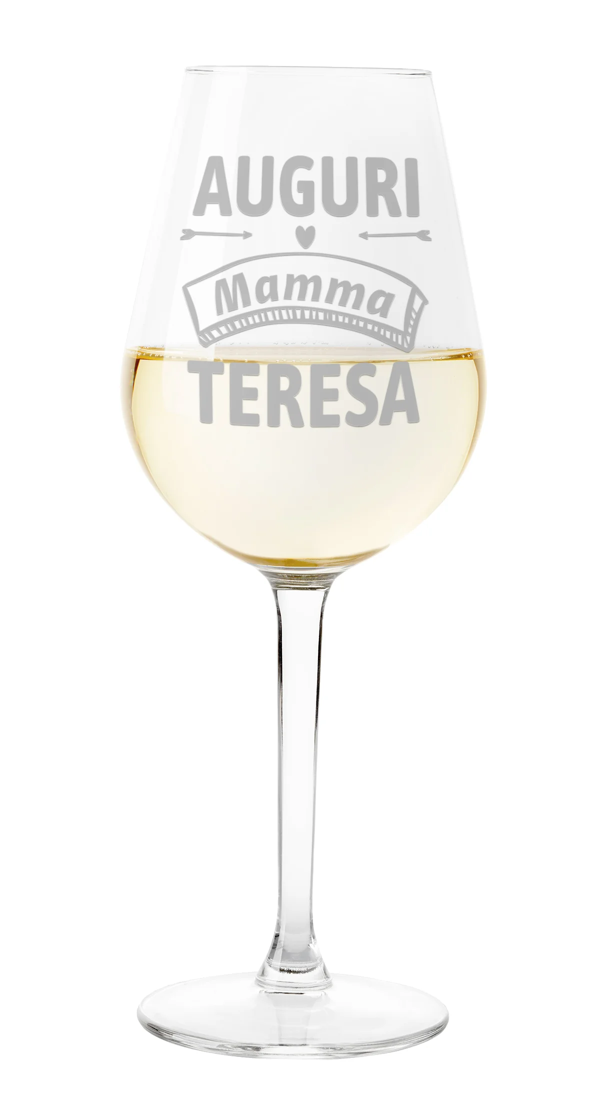 Calice Personalizzato Vino Auguri Mamma PERSONALIZZABILE con nome Compleanno Natale Matrimonio Fidanzamento – Bicchiere in Vetro 500 ml