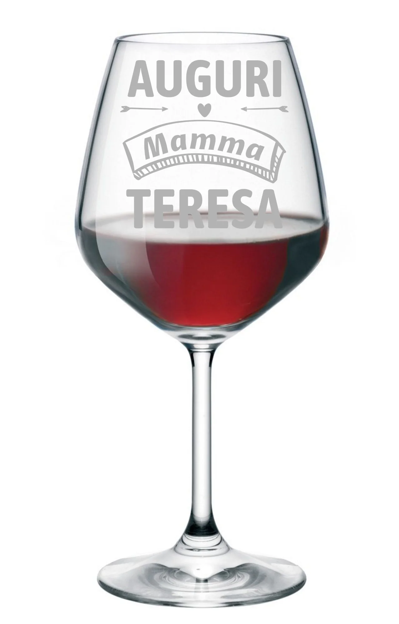 Calice Personalizzato Vino Auguri Mamma PERSONALIZZABILE con nome Compleanno Natale Matrimonio Fidanzamento – Bicchiere in Vetro 500 ml - immagine 3