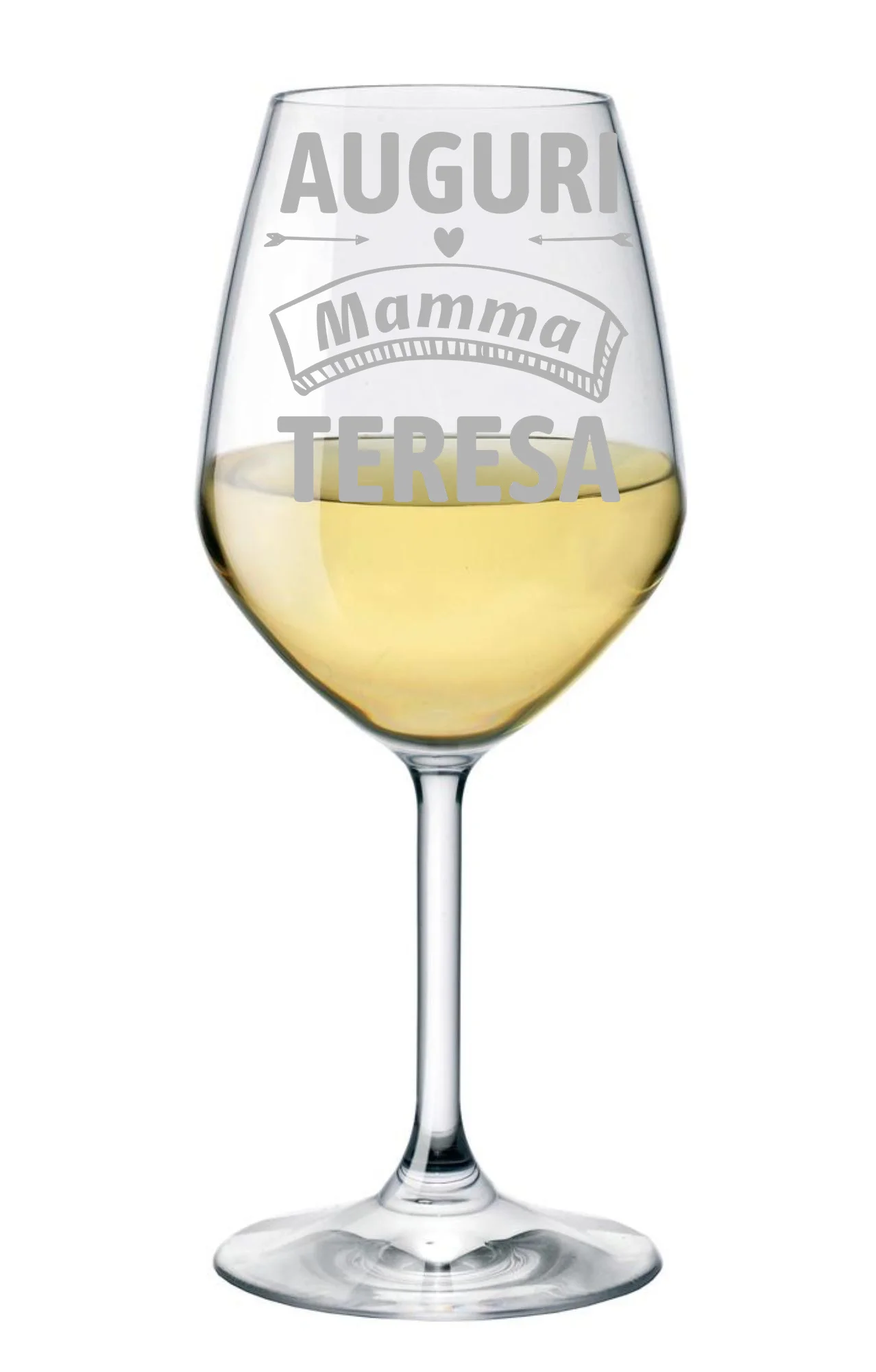 Calice Personalizzato Vino Auguri Mamma PERSONALIZZABILE con nome Compleanno Natale Matrimonio Fidanzamento – Bicchiere in Vetro 500 ml - immagine 6