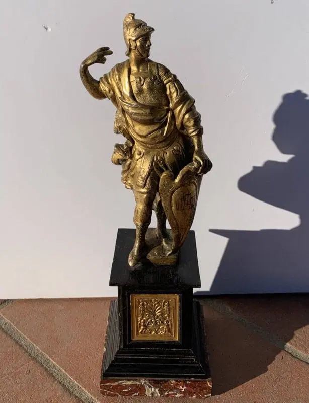 Scultura in bronzo dorato – Marte, dio della Guerra. Roma, XVII secolo. - immagine 4