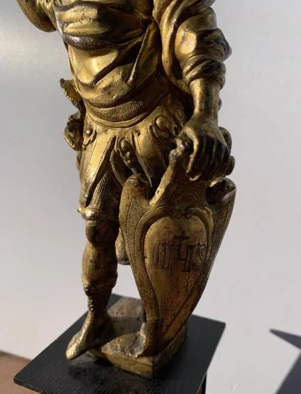 Scultura in bronzo dorato – Marte, dio della Guerra. Roma, XVII secolo. - immagine 5