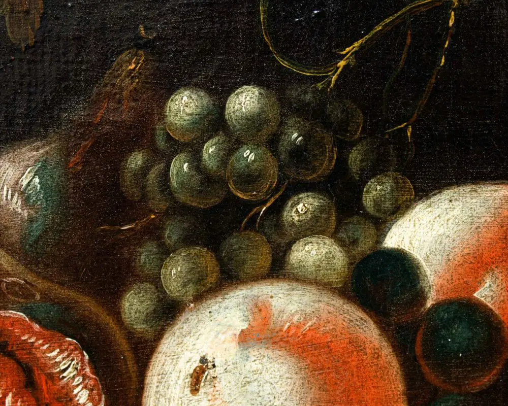 Natura Morta con coniglio, frutti e bicchieri di vetro, XVIII secolo - immagine 6