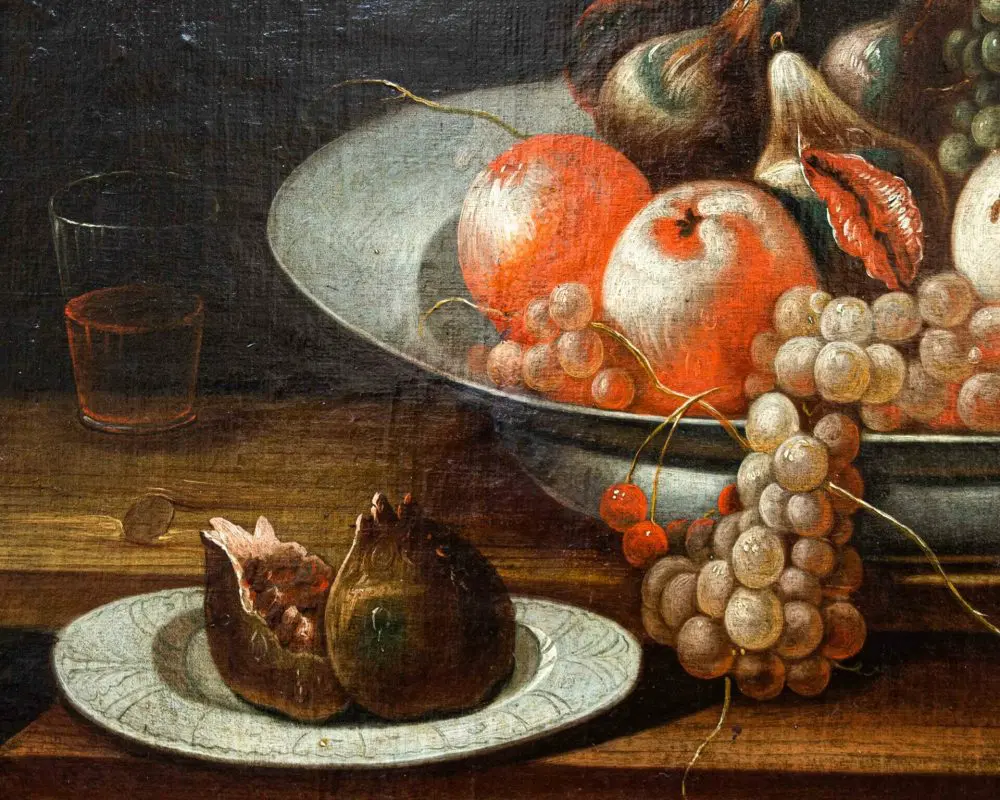 Natura Morta con coniglio, frutti e bicchieri di vetro, XVIII secolo - immagine 2