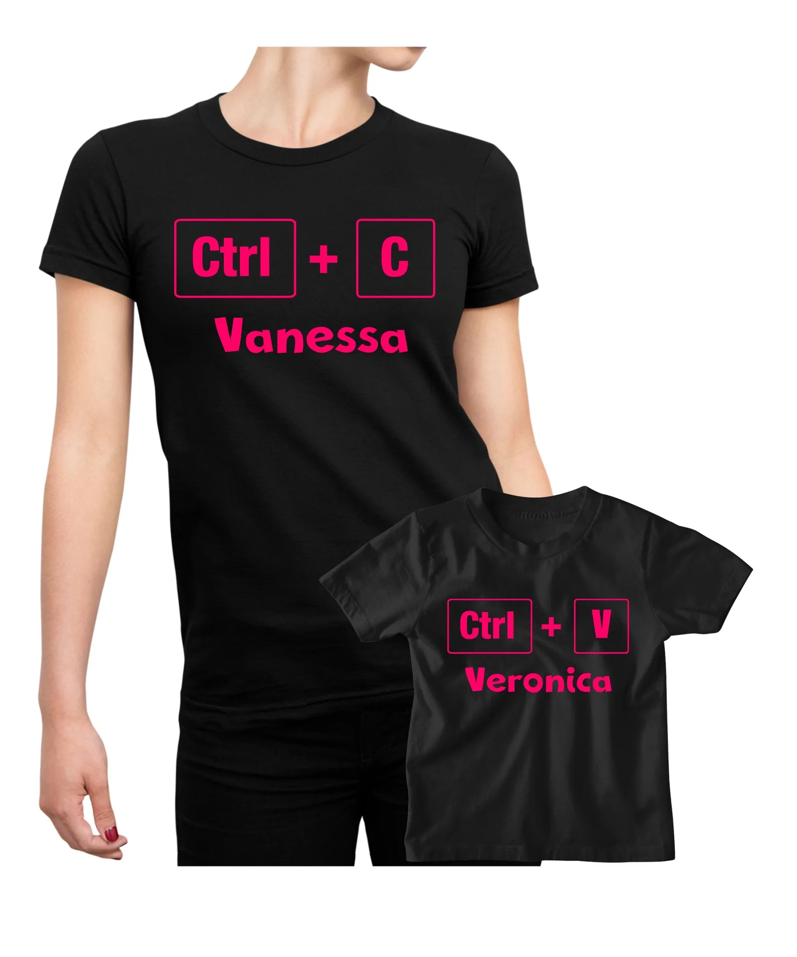 Coppia t-Shirt Festa della Mamma PERSONALIZZABILE Maglietta Mamma Figlia Ctrl + C Ctrl + V – Idea Regalo Mamma