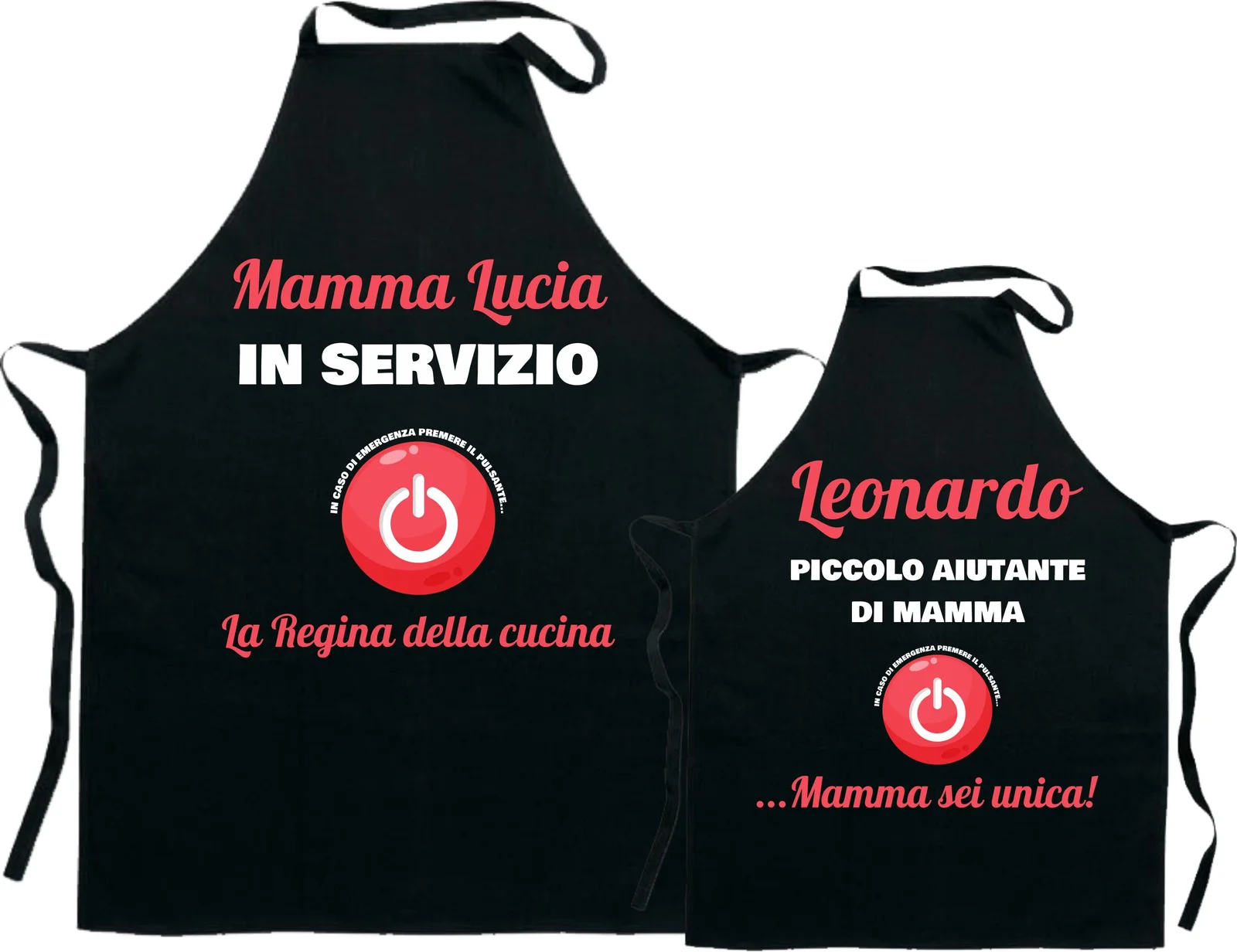 Coppia Grembiuli Mamma Figlio Cucina Personalizzabili Divertenti Festa della Mamma in servizio & Aiutante Idea Regalo Mamma