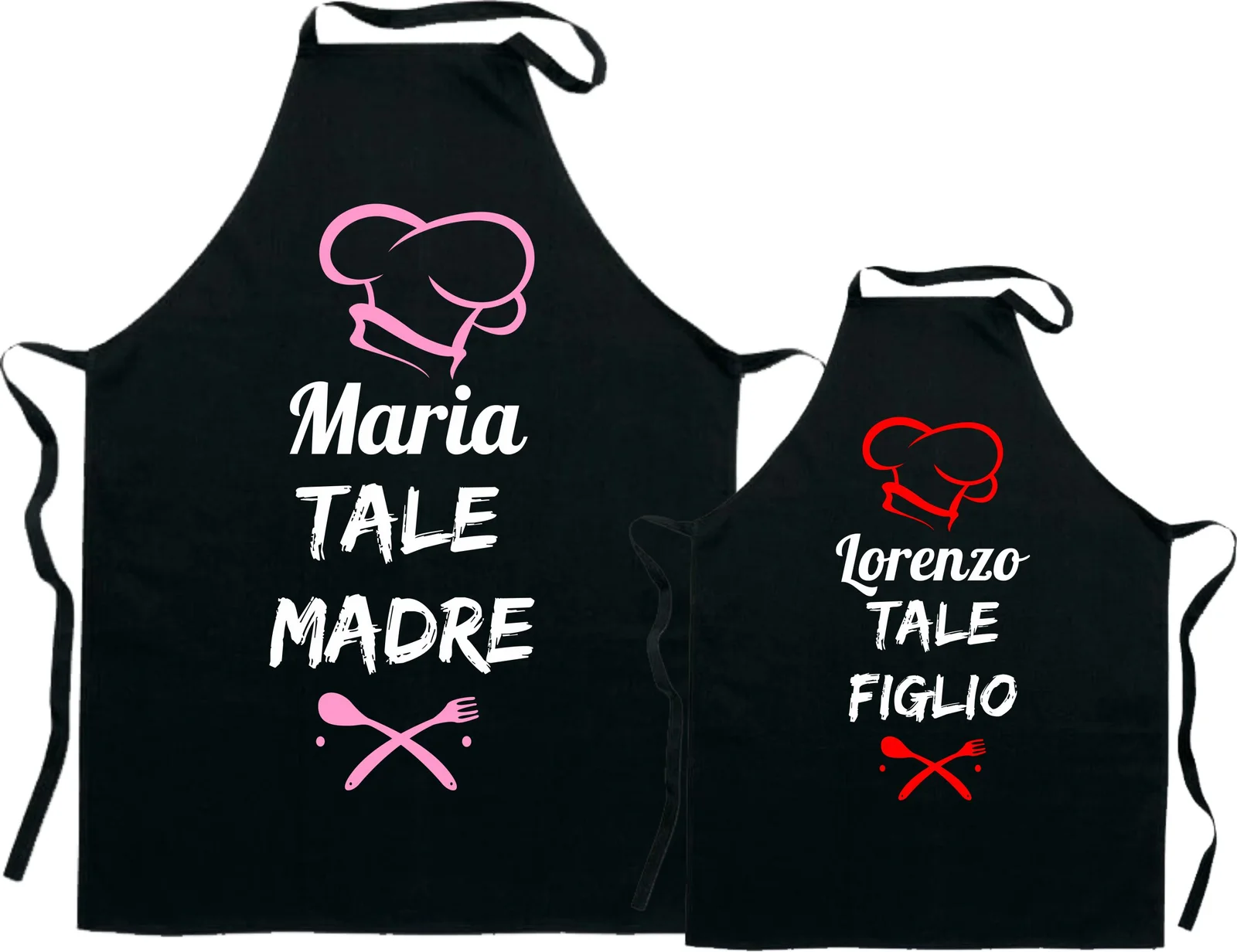 Coppia Grembiuli Mamma Figlio Cucina Personalizzabili Divertenti Festa della Mamma Tale Madre Tale FIglio Idea Regalo Mamma
