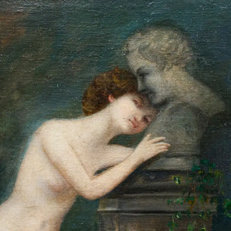 Nudo femminile Olio su tela XIX secolo - immagine 7