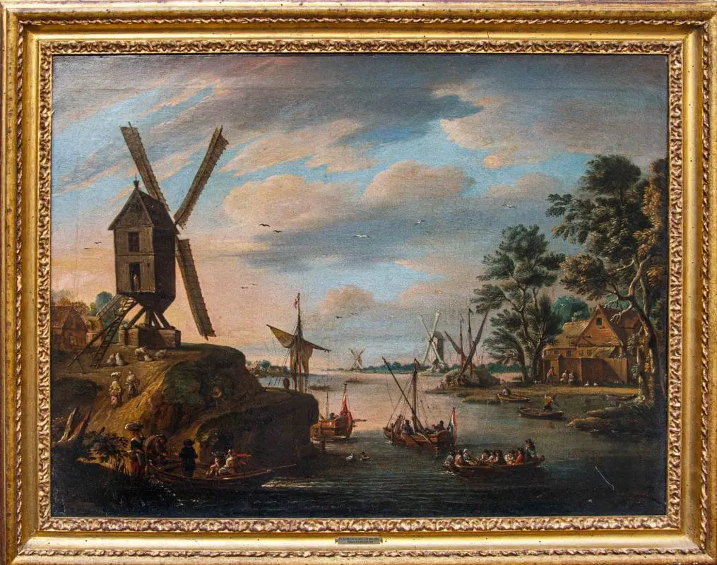 Pieter Balthazar Bouttats (1666 – 1756), Paesaggio con mulino a vento