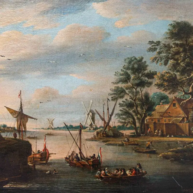 Pieter Balthazar Bouttats (1666 – 1756), Paesaggio con mulino a vento - immagine 3
