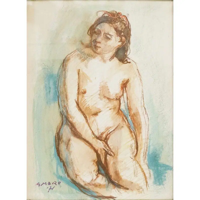 Moro, Nudo di donna seduta, 1971, Pastello - immagine 3