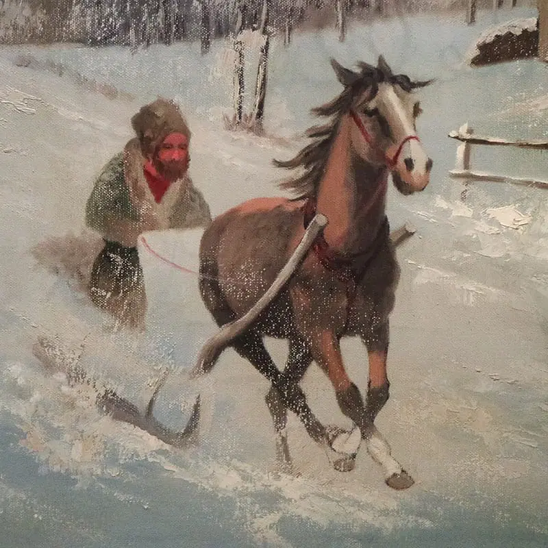 Victor Orlow, Inverno nella steppa, anni ’50, Olio su tela, con cornice - immagine 5