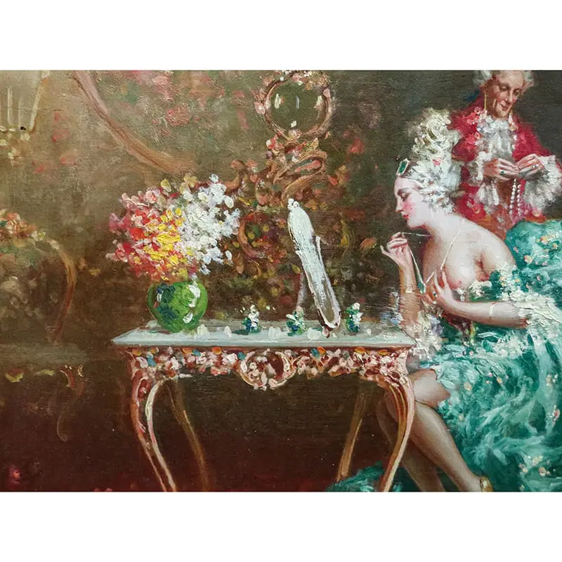 Raffaele Zeloni, Scena galante, 1890, Olio su tavola, con cornice - immagine 6