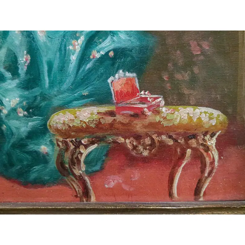 Raffaele Zeloni, Scena galante, 1890, Olio su tavola, con cornice - immagine 7