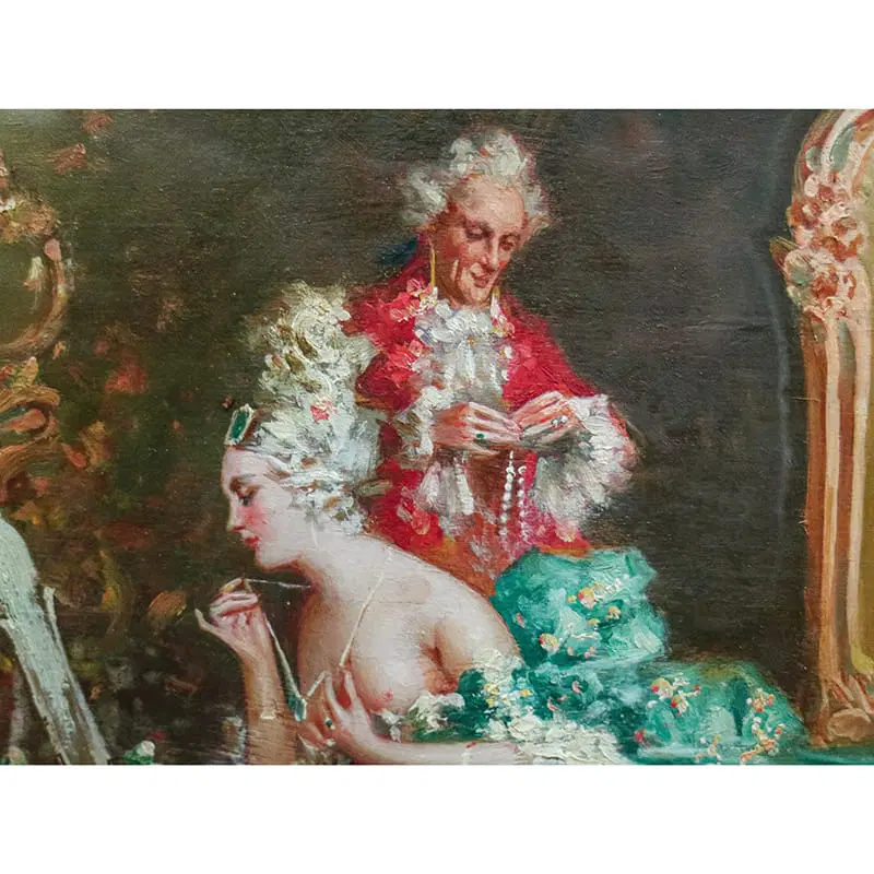 Raffaele Zeloni, Scena galante, 1890, Olio su tavola, con cornice - immagine 8