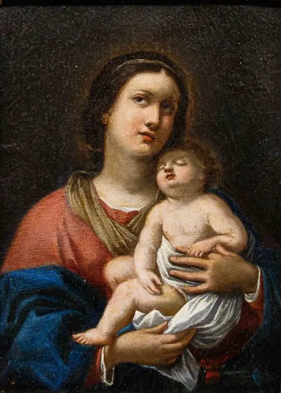 Scuola romana, XVII secolo, Madonna con Bambino - immagine 6