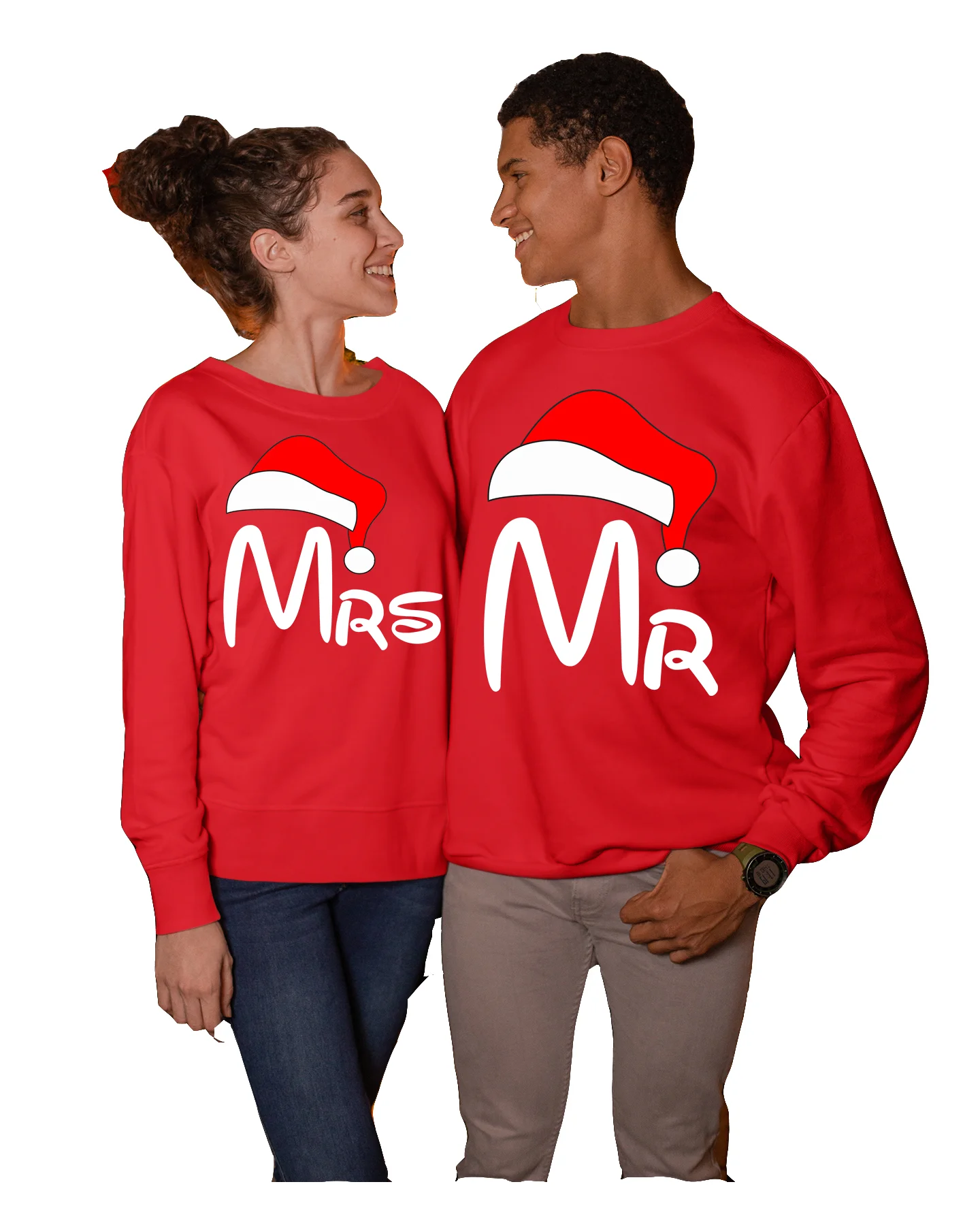Coppia di Felpe Girocollo Natale Natalizie lui e lei Mr e Mrs – idea regalo natale Unisex