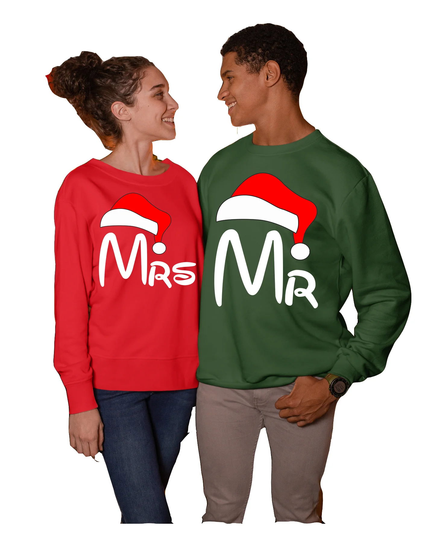 Coppia di Felpe Girocollo Natale Natalizie lui e lei Mr e Mrs – idea regalo natale Unisex - immagine 4