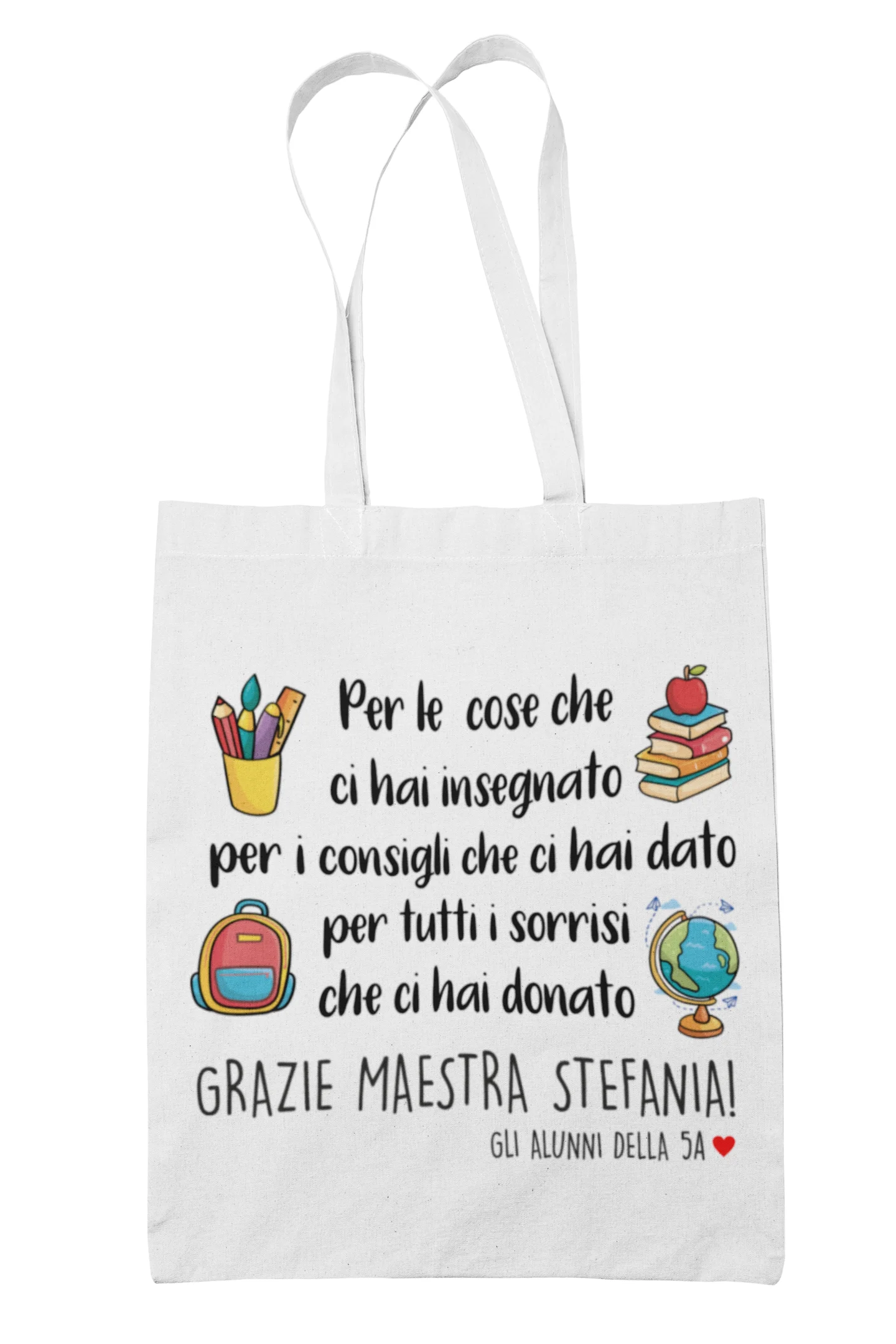 Shopping Bag Maestra Personalizzabile Grazie Maestra Per le cose che ci hai insegnato Regalo Maestra fine anno