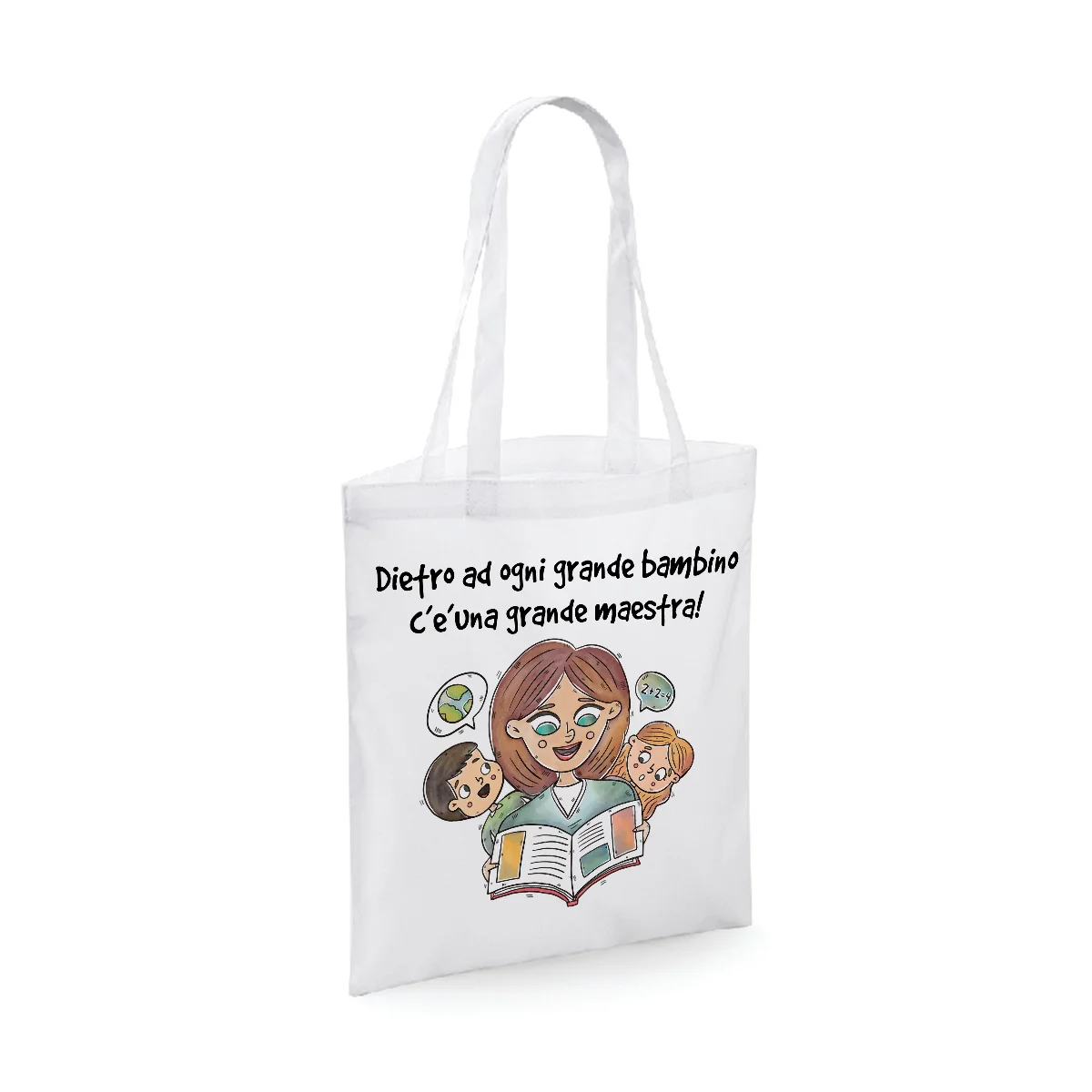 Shopping Bag Maestra Dietro ad ogni grande bambino c’è una grande maestra Regalo Maestra fine anno
