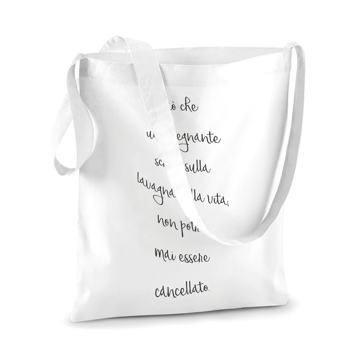 Shopping bag Maestra – ciò che un insegnante scrive sulla lavagna non potrà essere cancellato – humor – idea regalo – dimensioni 40×40 cm - immagine 2