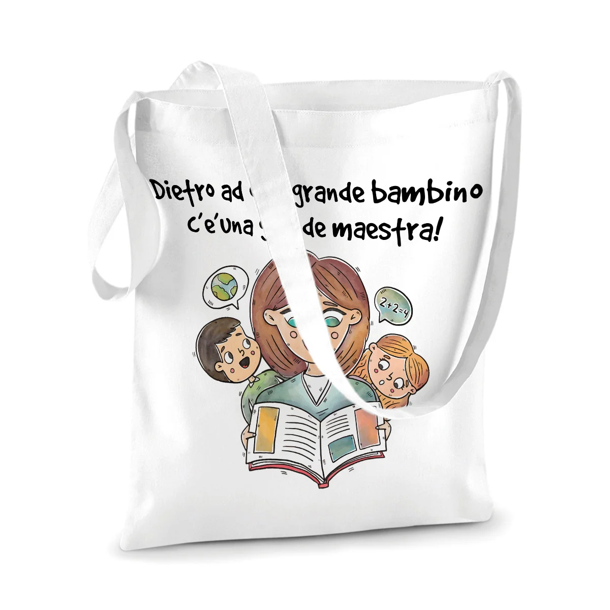 Shopping Bag Maestra Dietro ad ogni grande bambino c’è una grande maestra Regalo Maestra fine anno - immagine 2