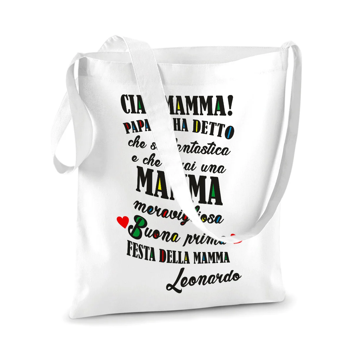 Shopping Bag Mamma PERSONALIZZABILE Ciao Mamma! Papà mi ha detto che sarai una mamma fantastica Shopper Idea Regalo Mamma - immagine 3
