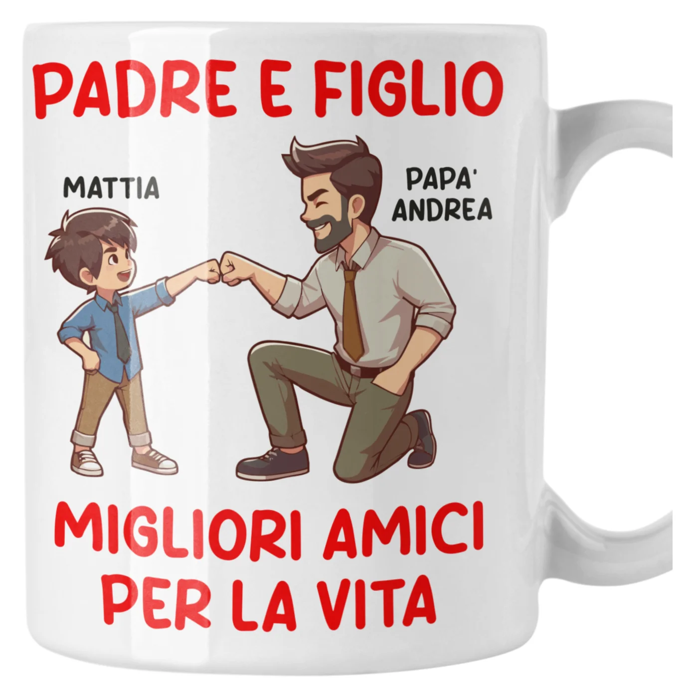 Tazza Papà PERSONALIZZABILE CON NOME Padre e Figlio Migliori Amici per la vita divertente regalo Festa del Papà Mug 11Oz