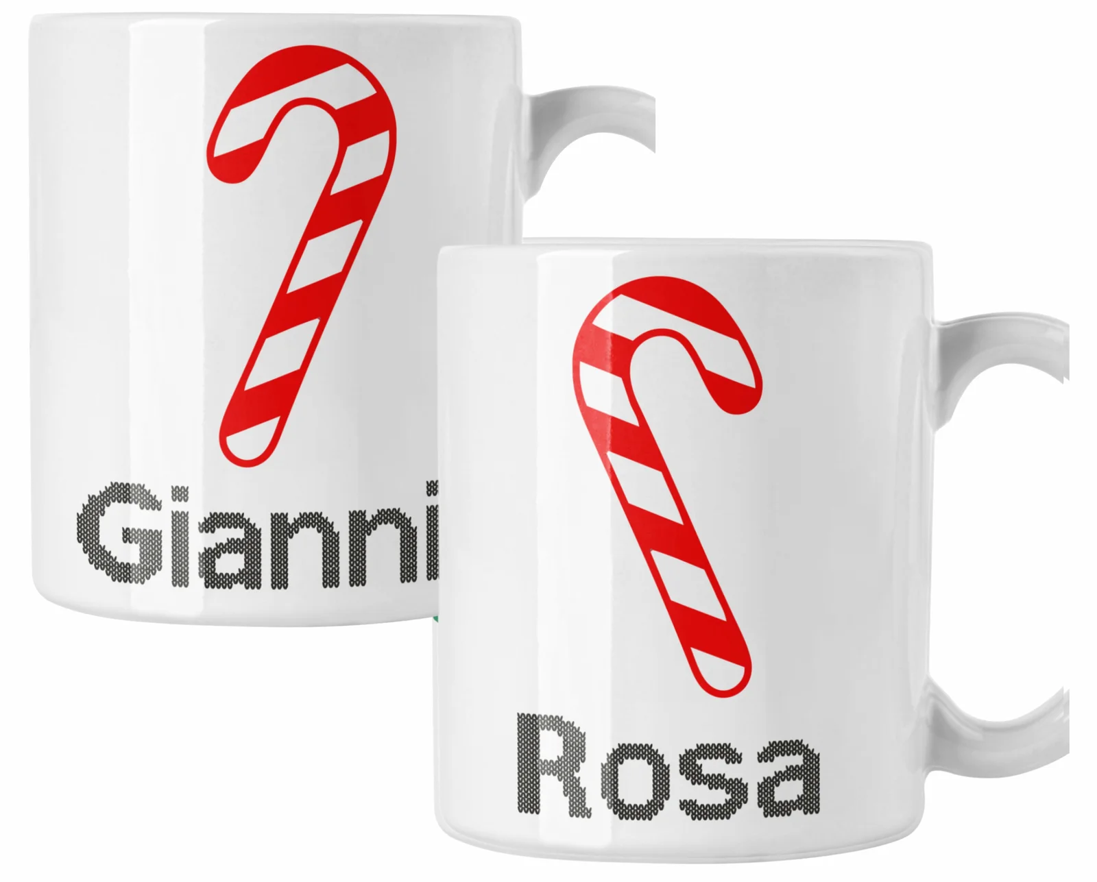 Coppia di tazze Natale Natalizia PERSONALIZZABILE con nome Bastoncino Zucchero Christmas Mug 11 Oz Idea Regalo