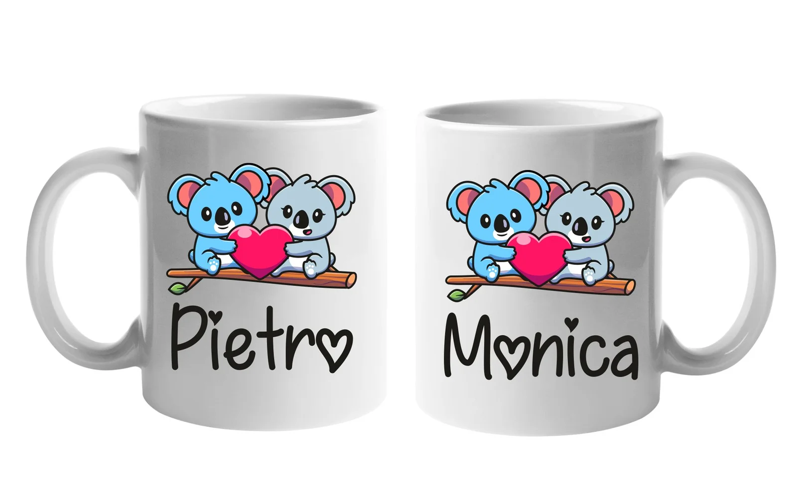 Coppia Tazze SanValentino Regalo Fidanzati Innamorati PERSONALIZZA CON NOME – bear koala – couple - immagine 2