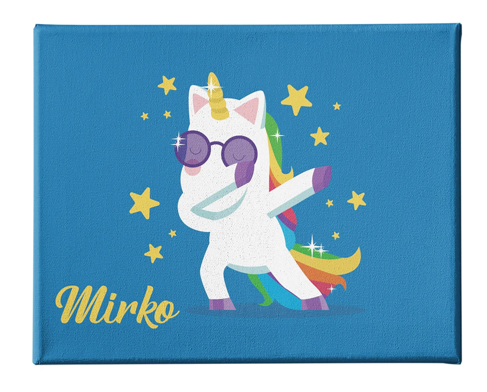 Quadro Tela Pittorica Canvas PERSONALIZZABILE col nome del tuo bimbo – dab unicorno – Disponibile nei formati 50×70 cm e 35×50 cm